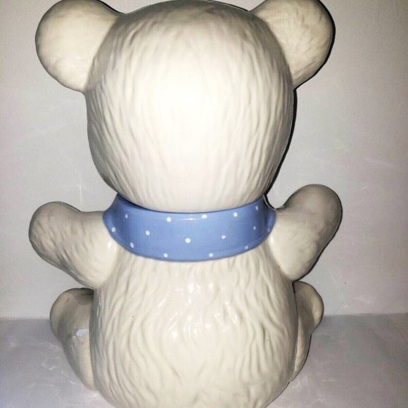 Teddy Bear Blue Ribbon Hand Craft by Cresteramics Creston BC Cookie jar - Picture 4 of 12